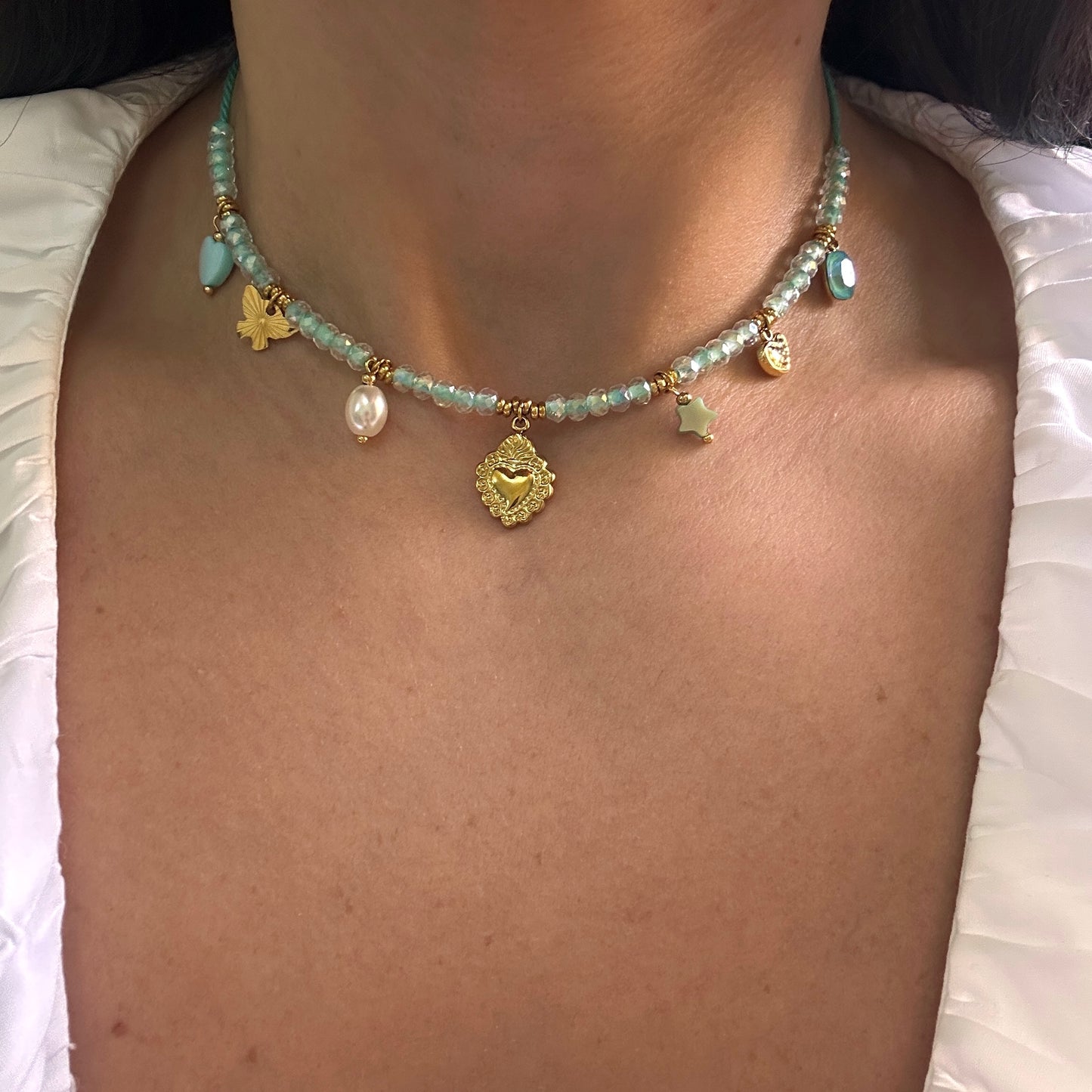 Aqua Charms Necklace