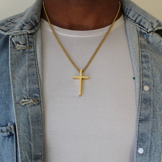 Gold Cross Pendant Necklace - Men
