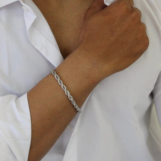 Thick Twist Silver Bracelet - Men