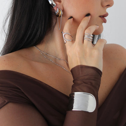 Sleek Silver Cuff Bangle