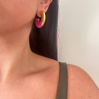 Enamel C Shaped Colored Earrings