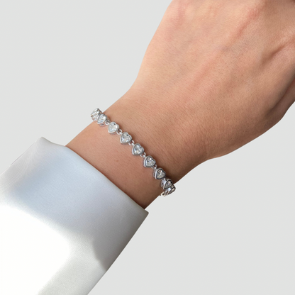 Silver Heart Tennis Bracelet