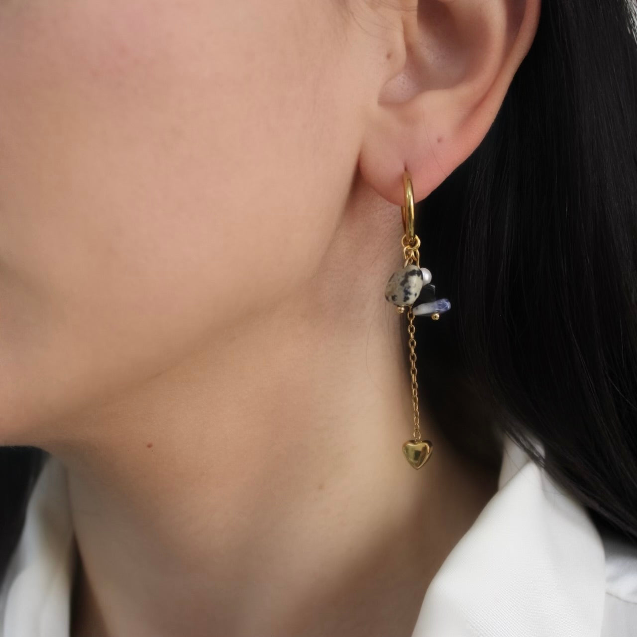 Gemstone Heart Drop Earrings