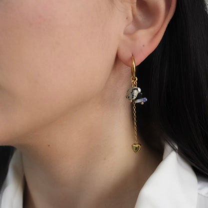 Gemstone Heart Drop Earrings