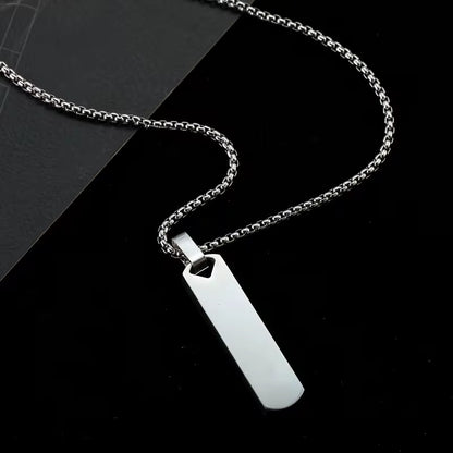 Long Rectangle Silver Necklace - Men