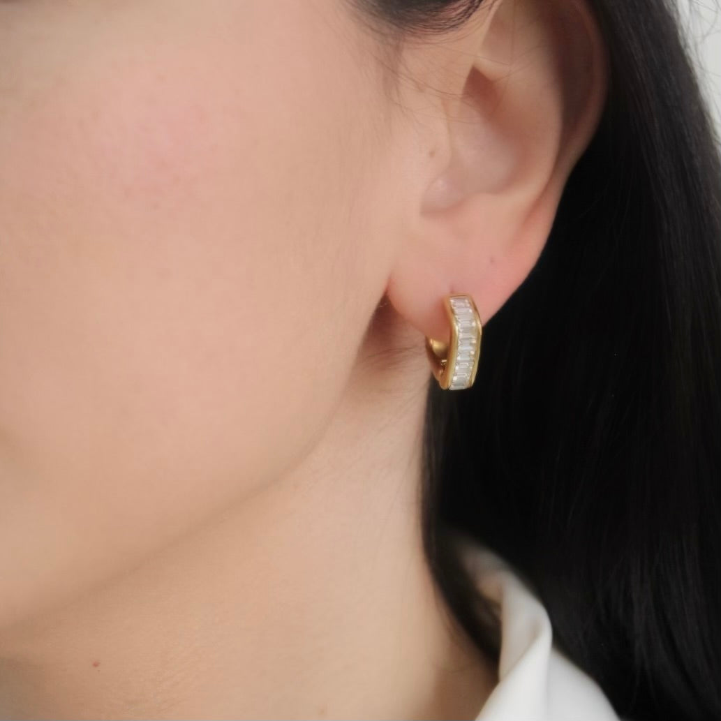 Baguette Luxe Huggie Earrings