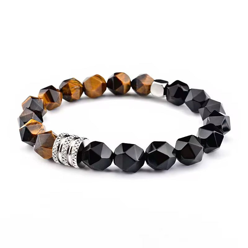 Brown And Black Beads Bracelet- Men