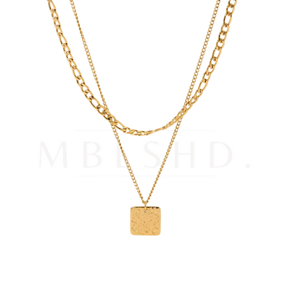 Square Pendant Layered Necklace