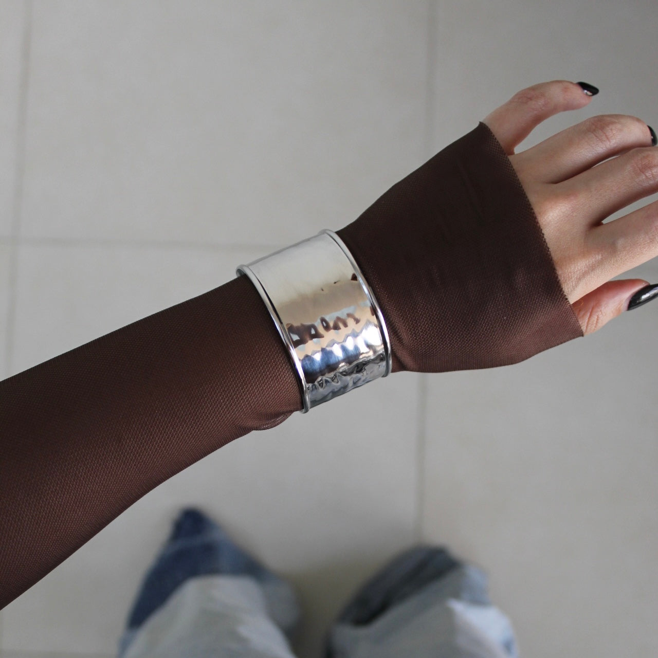 Sleek Silver Cuff Bangle