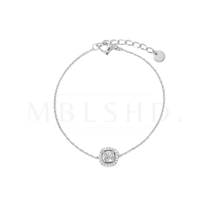 White Square Zircon Bracelet Silver