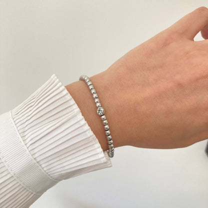 Zircon Ball Bead Bracelet Silver