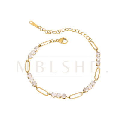 Gold Paperclip & Tennis Bracelet