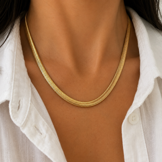 Wide Herringbone Necklace