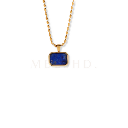 Navy Stone Rectangle Necklace