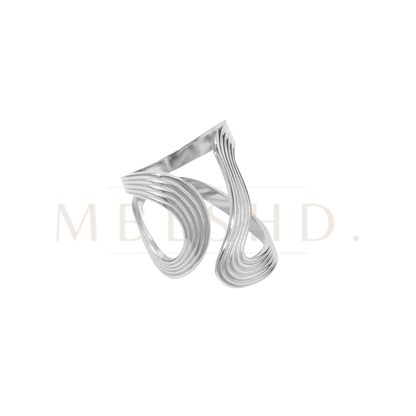 Irregular Ribbed Silver Ring