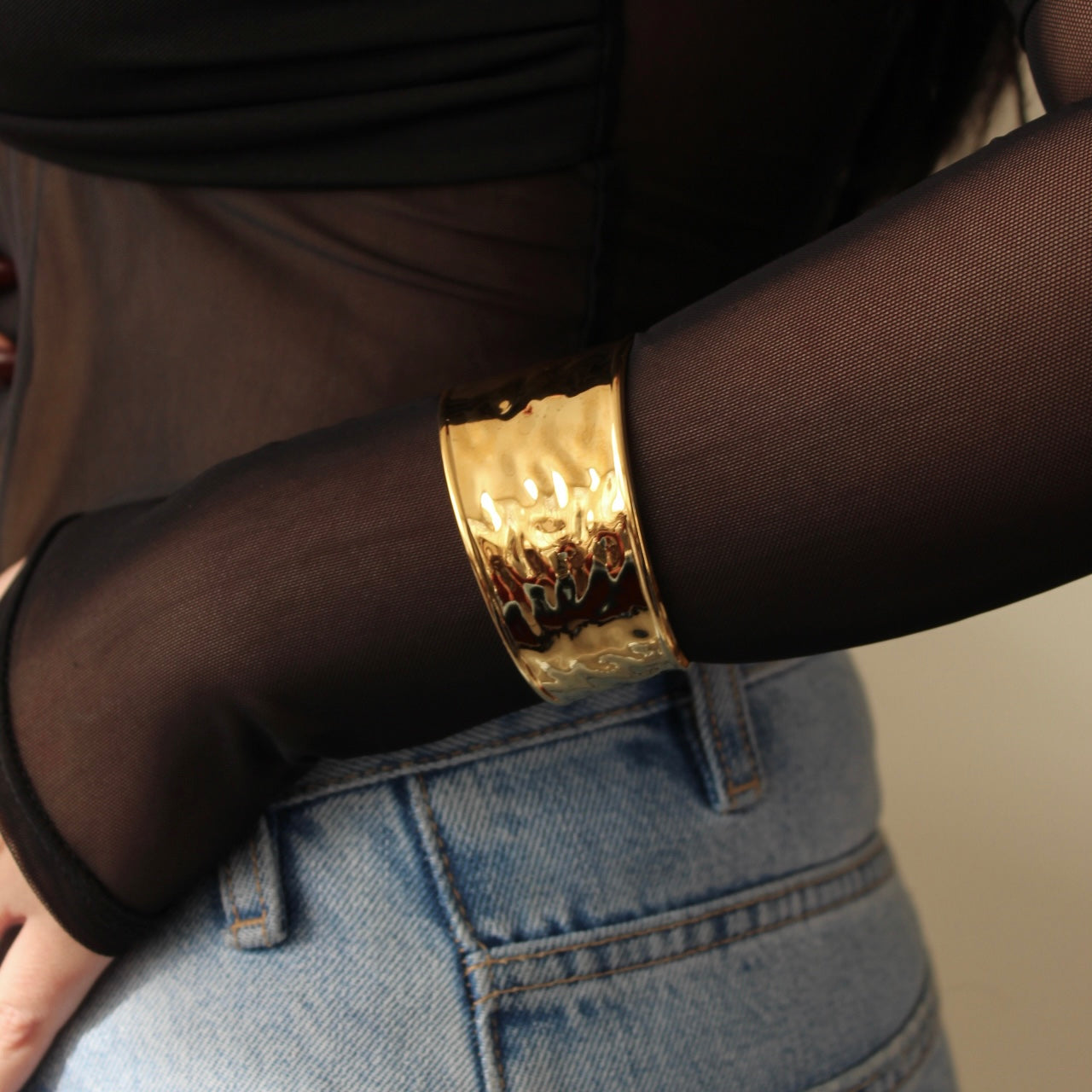 Bold Hammered Cuff Bangle