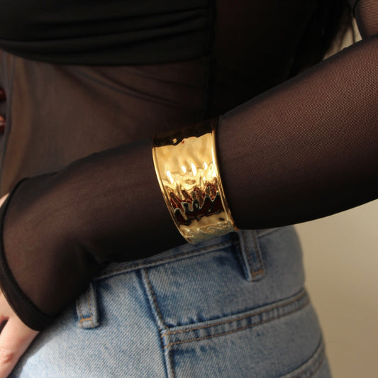 Bold Hammered Cuff Bangle