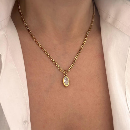 White Oval Chain Necklace