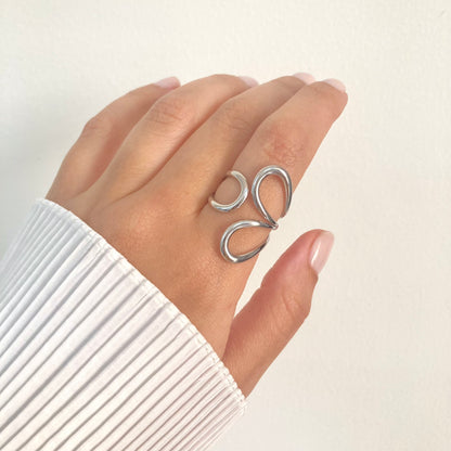 Triple Irregular Hollow Silver Ring