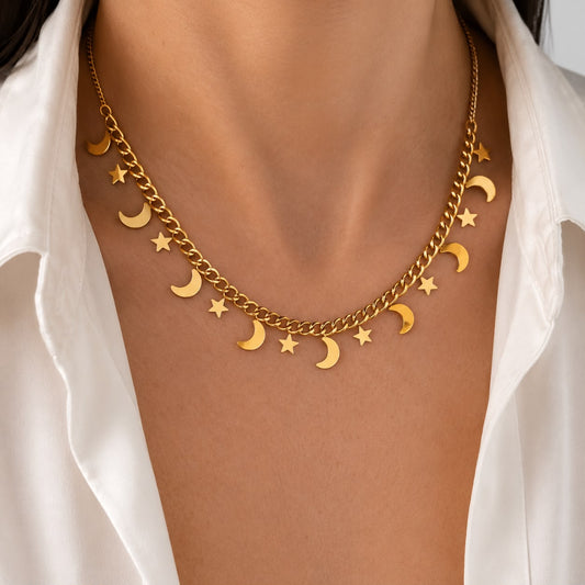 Moon & Stars Tassel Necklace