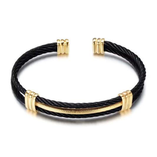 Gold On Black Bangle - Men
