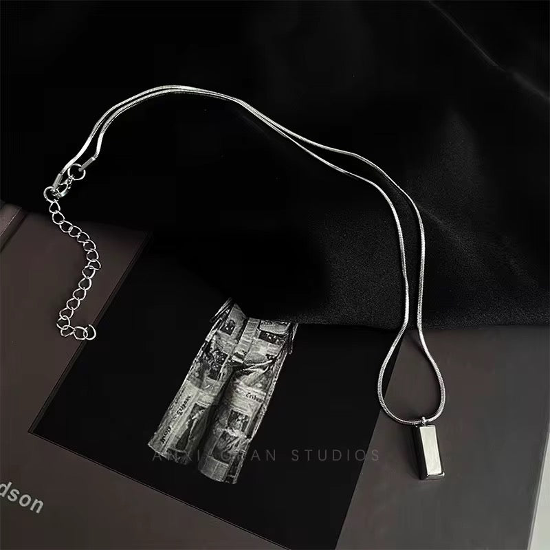 Minimalist Silver Pendant Necklace - Men