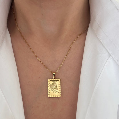 Sun Rectangle Pendant Necklace