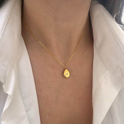 Zircon Oval Charm Necklace