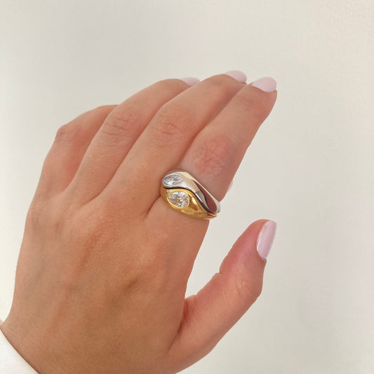 Gold & Silver 2 Ring Set