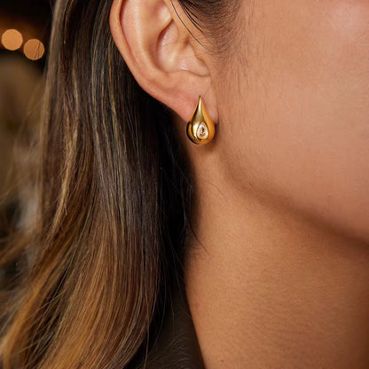 Golden Zircon Teardrop Earrings
