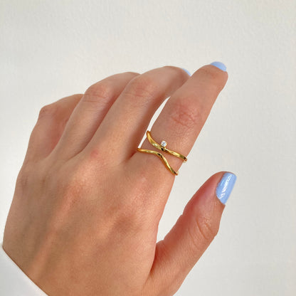 Irregular H Zircon Ring