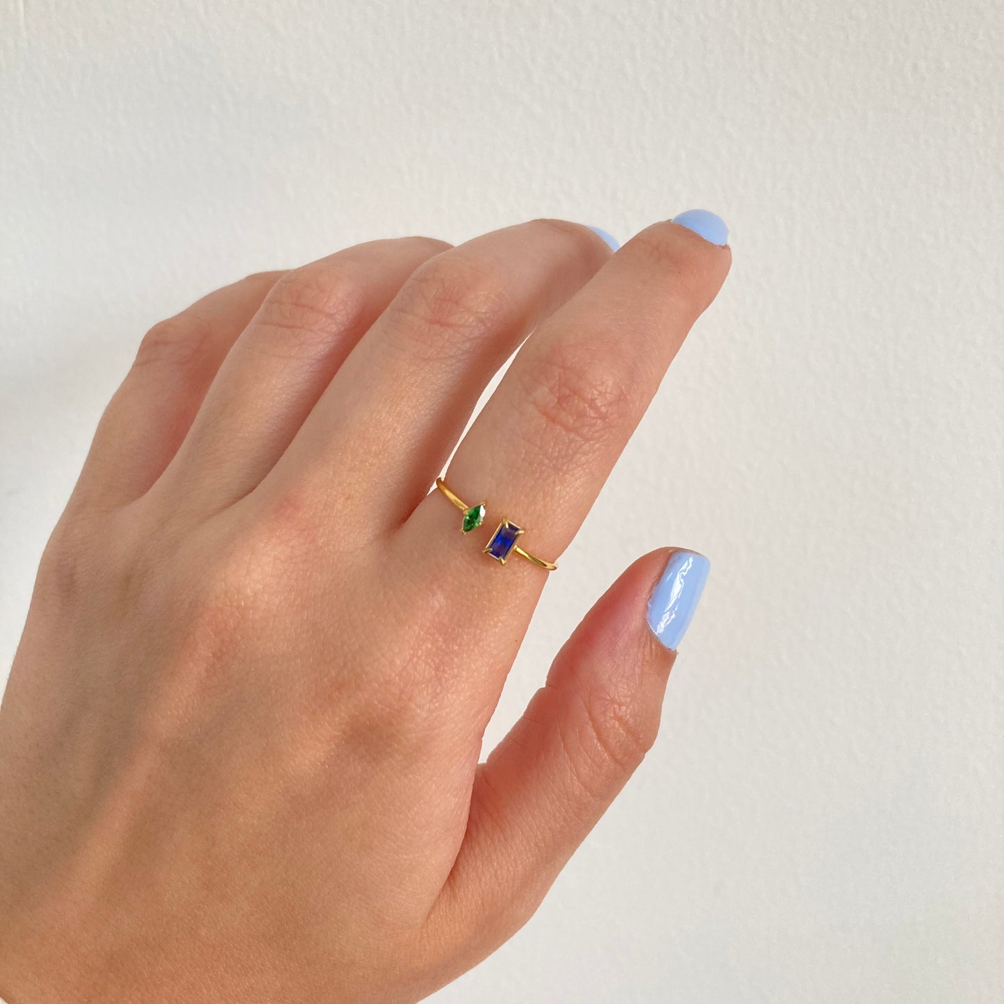 Blue & Green Open Ring