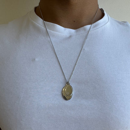 Silver Double Pendant Necklace - Men