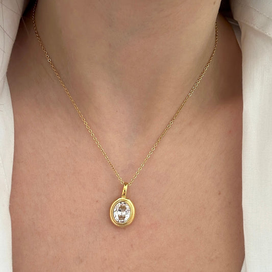 White Oval Necklace