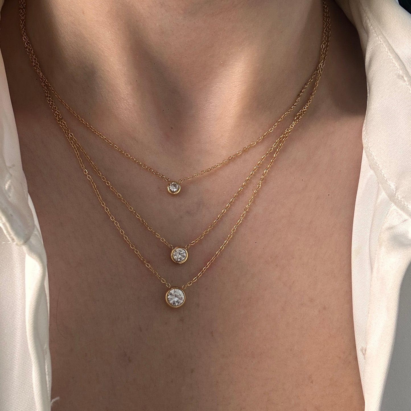 Triple Spark Layered Necklace