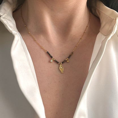 Tiger Eye Goddess Necklace