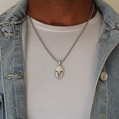 Spartan Silver Pendant Necklace - Men