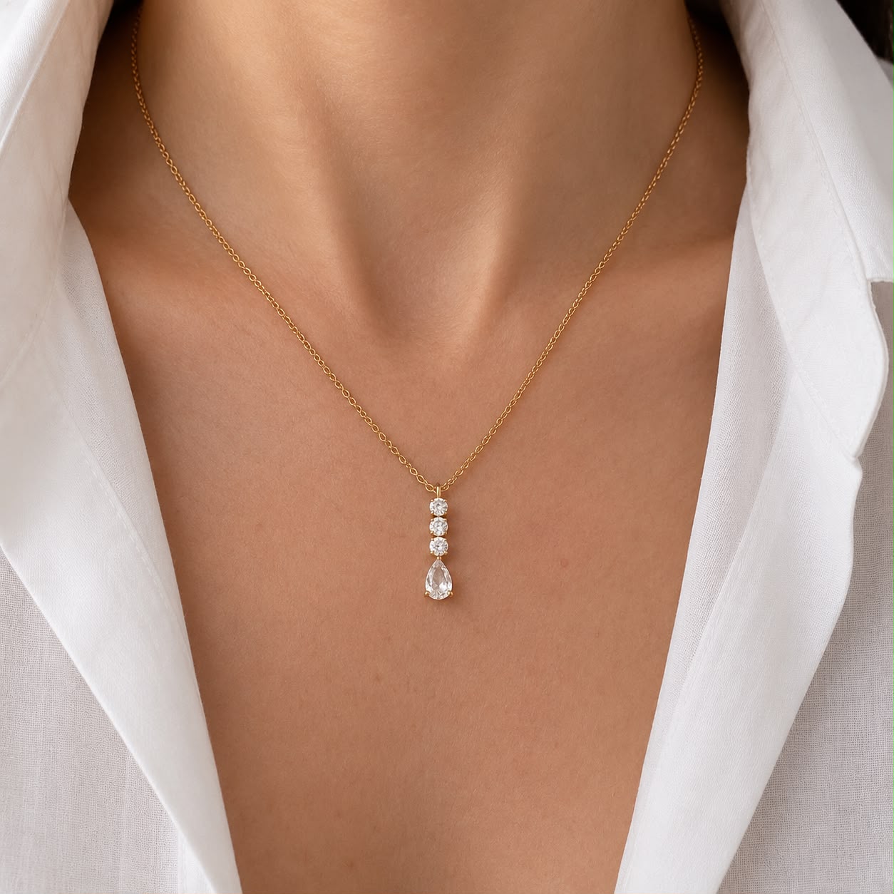 Crystal Drop Y Necklace