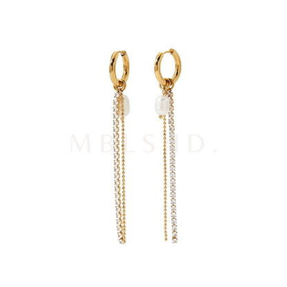 Pearl & Stones Long Earrings