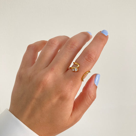 Layered Zircon Open Ring