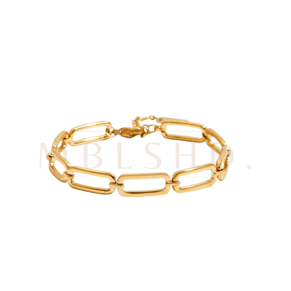 Wide Paperclip Bracelet Gold
