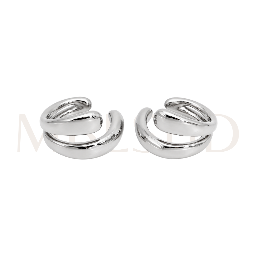 Melted Double Layer Earcuff Silver