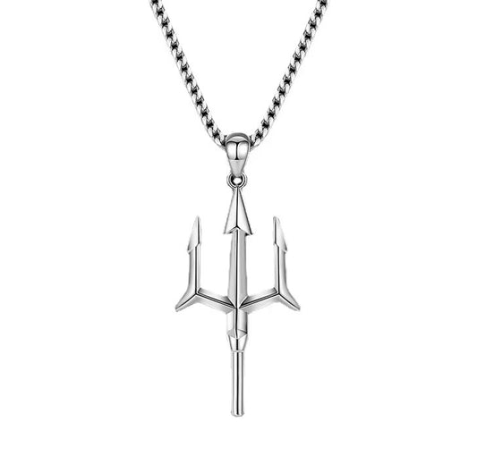 Trident Pointy Silver Necklace - Men