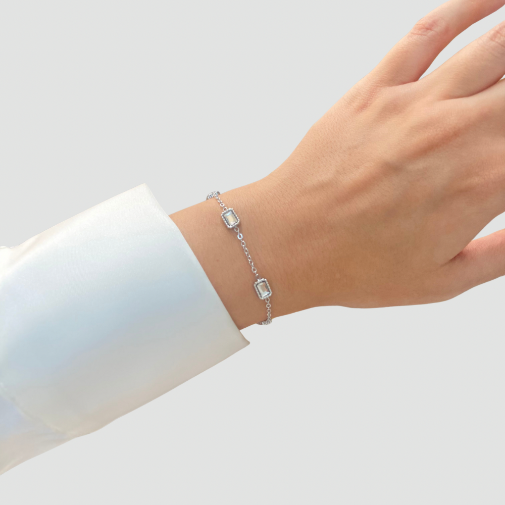 White Stones Bracelet Silver
