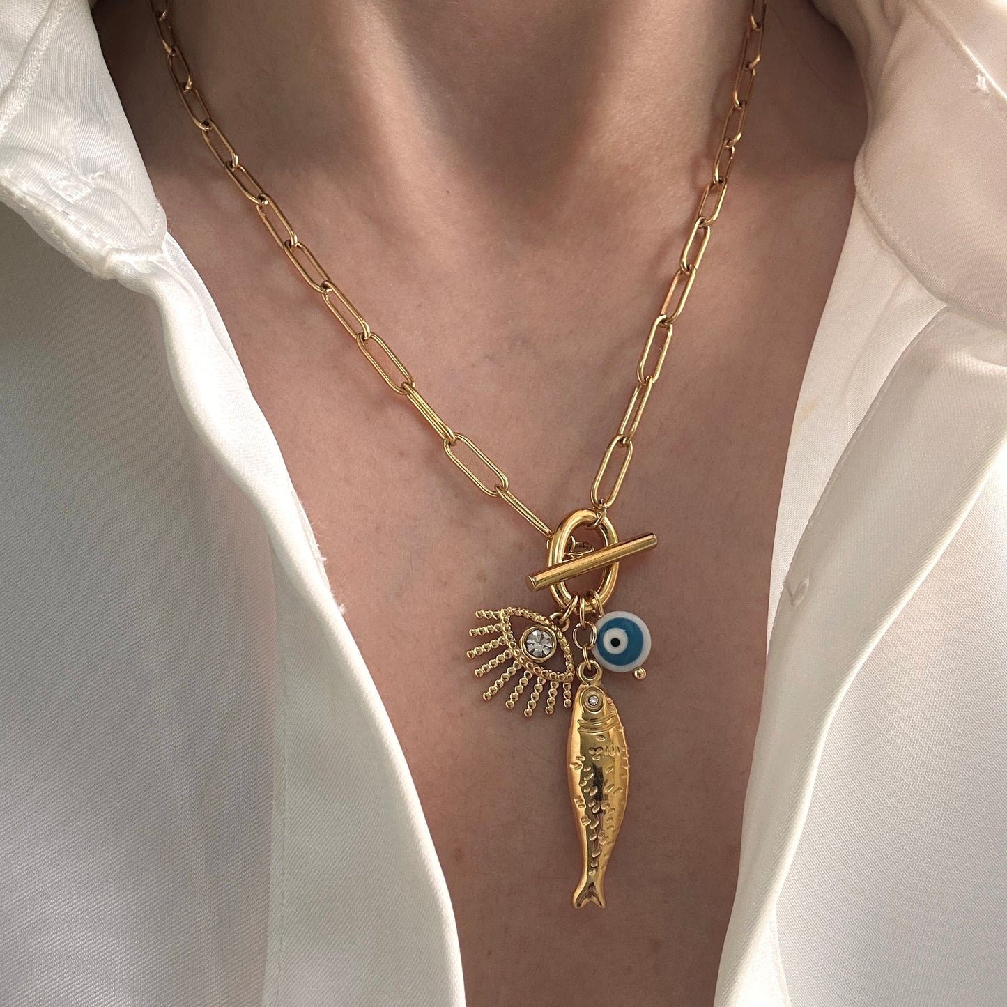 Blue Aura Charm Necklace