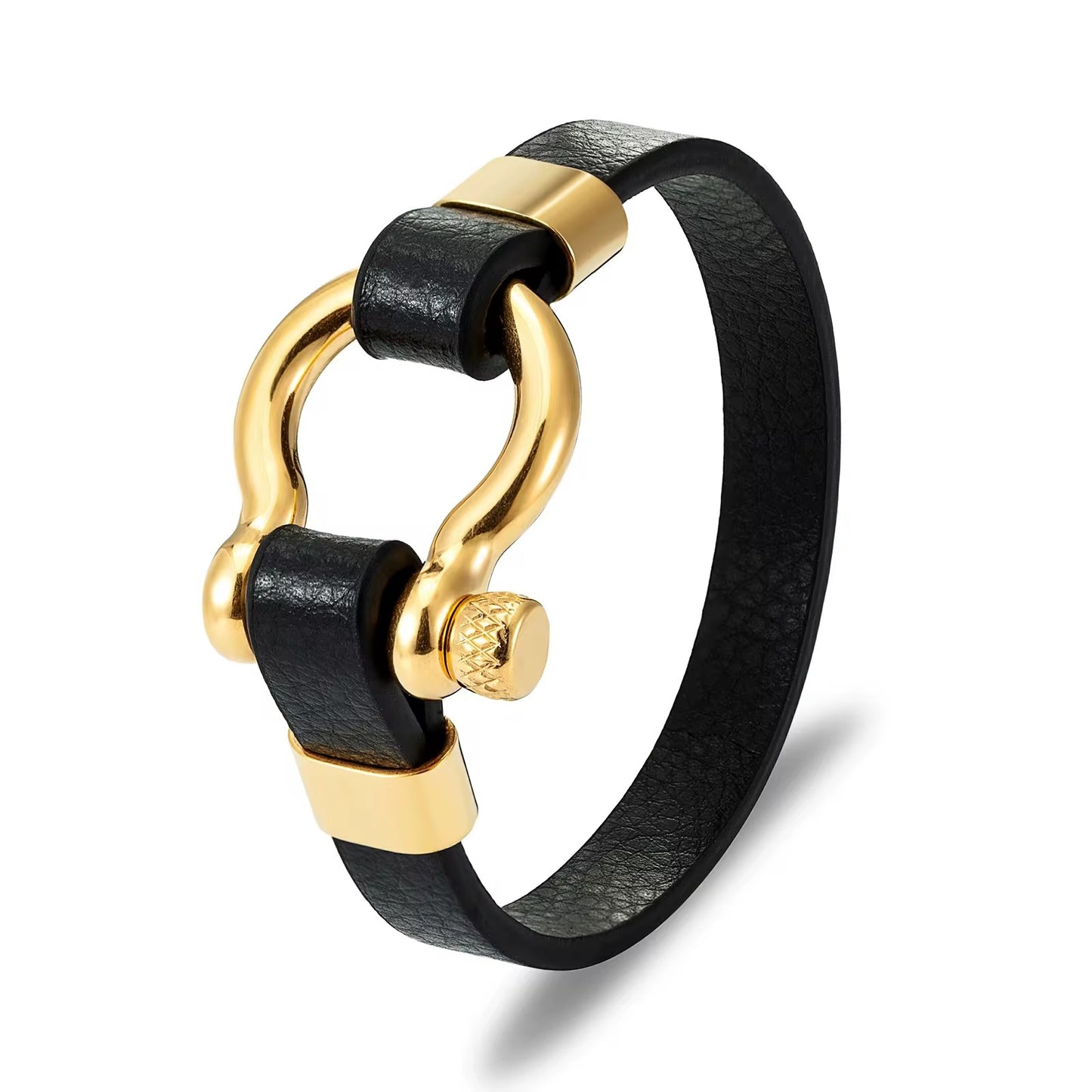 U Shaped Gold Bracelet- Men