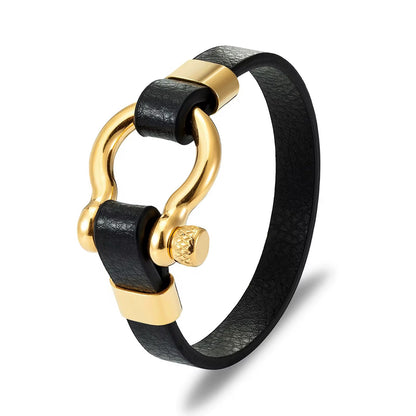 U Shaped Gold Bracelet- Men