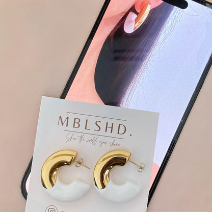 Enamel C Shaped Colored Earrings