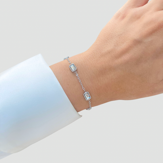 White Stones Bracelet Silver