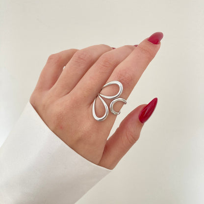 Triple Irregular Hollow Silver Ring